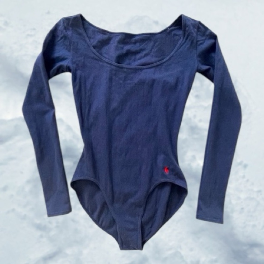 Vintage Ralph Lauren Navy Long-Sleeve Leotard